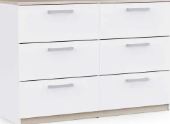 Kommode Watson - 119x41x81cm - 6 Schubladen - weiß