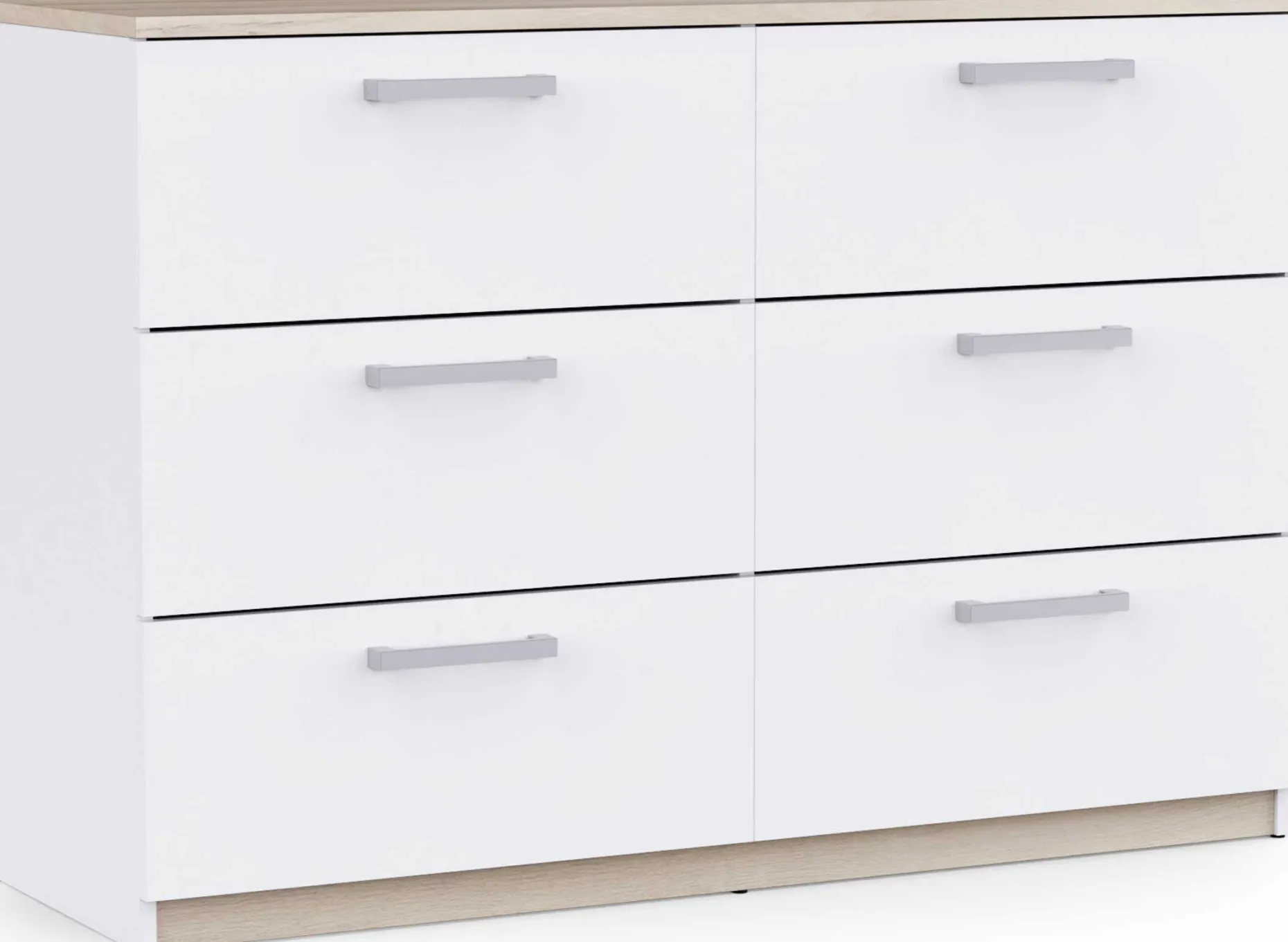 Kommode Watson - 119x41x81cm - 6 Schubladen - weiß