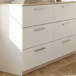 Kommode Watson - 119x41x81cm - 6 Schubladen - weiß