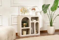 Konsole Lessa - 100% MELAMINE - Travertin - 74 x 37 x 80 cm