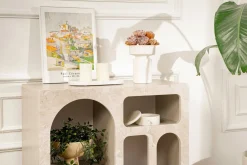 Konsole Lessa - 100% MELAMINE - Travertin - 74 x 37 x 80 cm