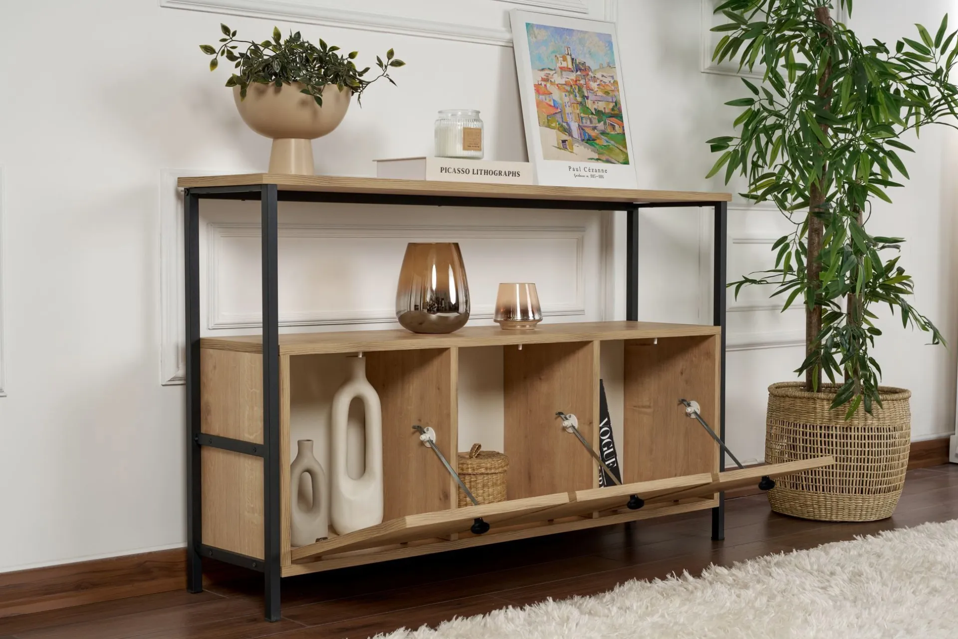 Emob Konsole Solace - 100% MELAMINE - Eiche - 77 x 30 x 120 cm