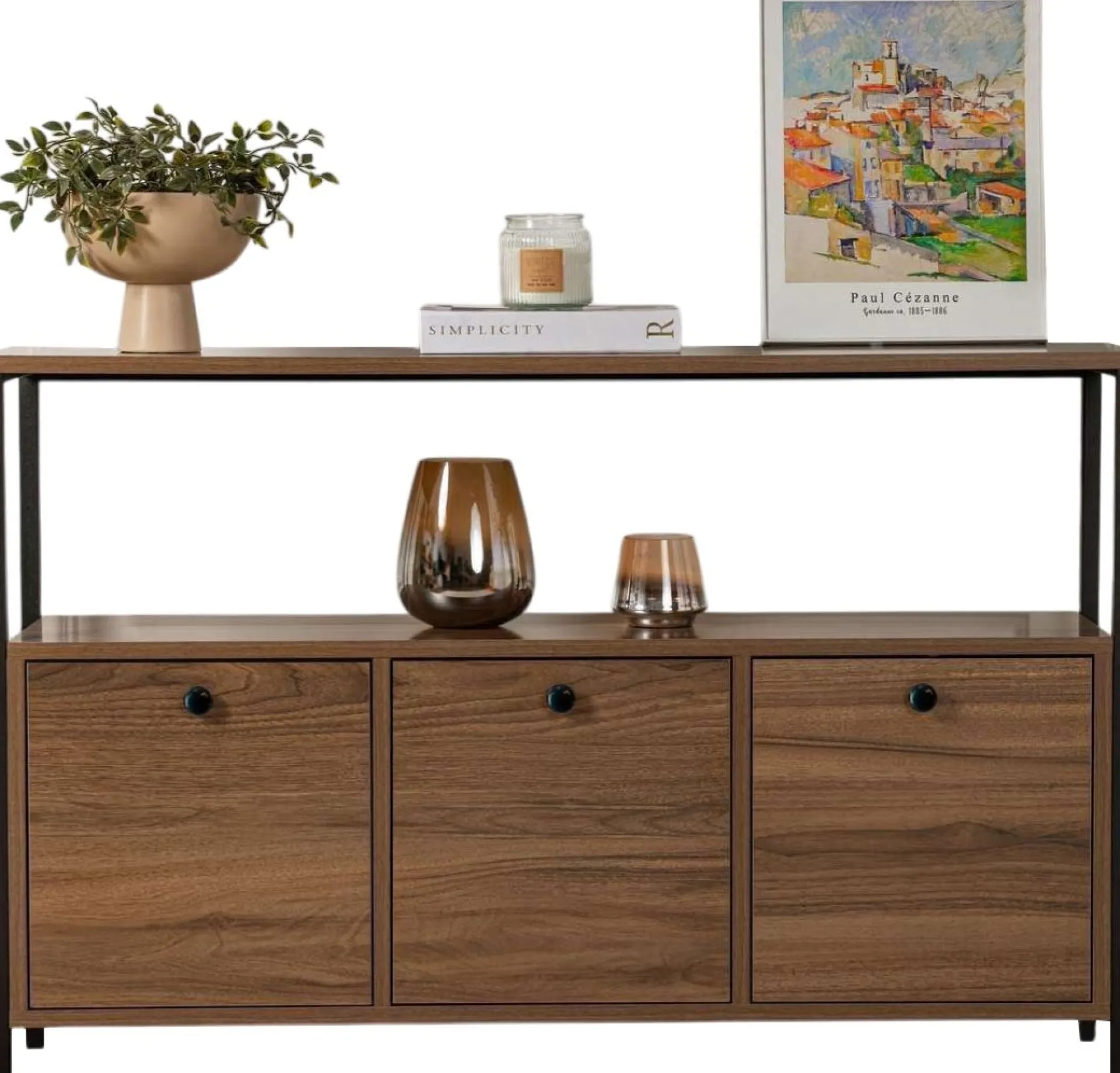 Emob Konsole Solace - 100% MELAMINE - Walnuss - 77 x 30 x 120 cm