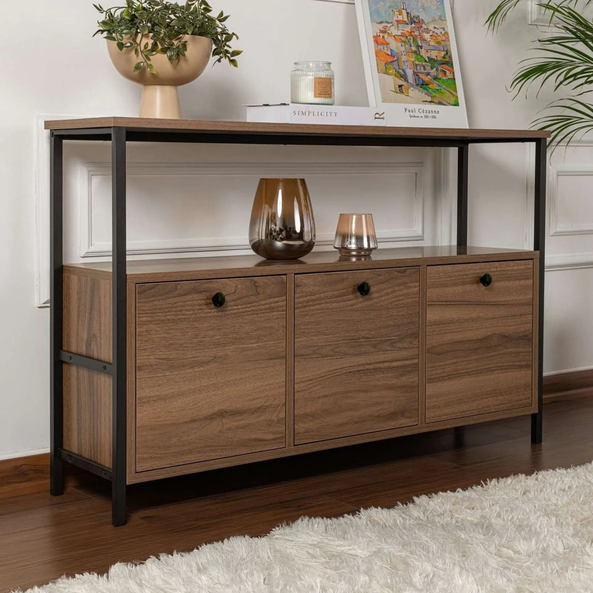 Emob Konsole Solace - 100% MELAMINE - Walnuss - 77 x 30 x 120 cm