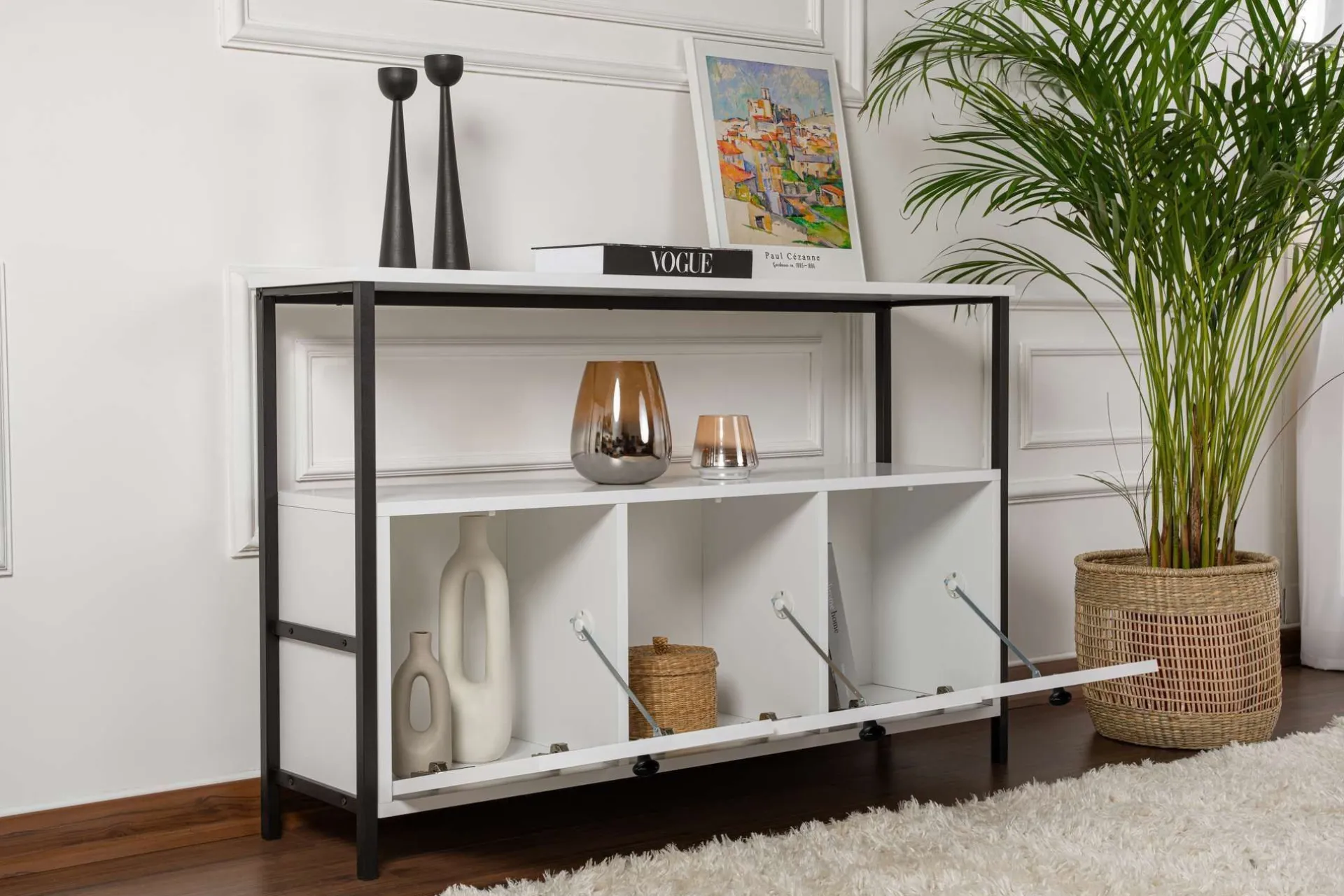 Emob Konsole Solace - 100% MELAMINE - Weiß - 77 x 30 x 120 cm
