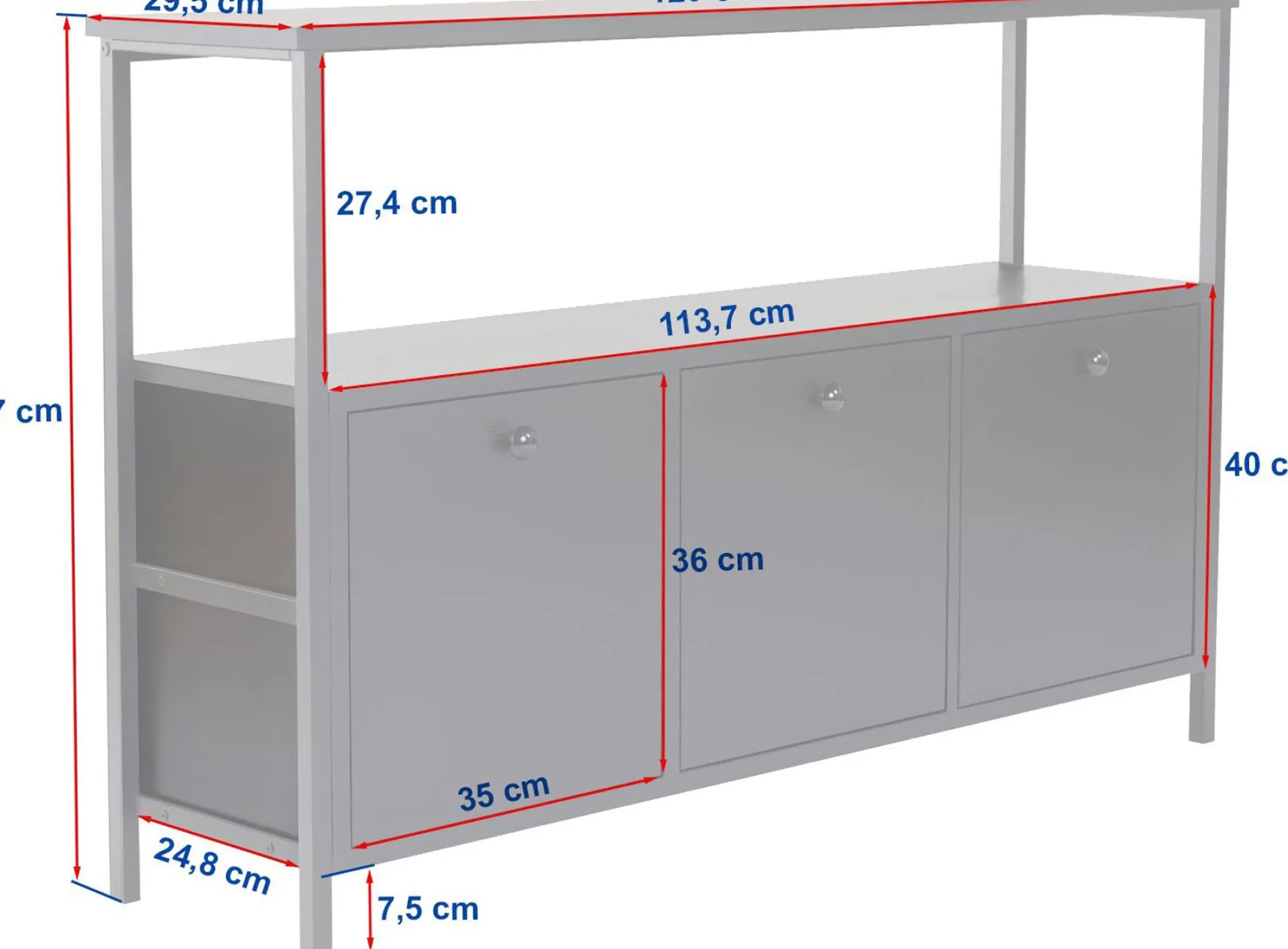Emob Konsole Solace - 100% MELAMINE - Weiß - 77 x 30 x 120 cm
