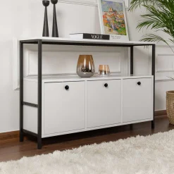 Emob Konsole Solace - 100% MELAMINE - Weiß - 77 x 30 x 120 cm
