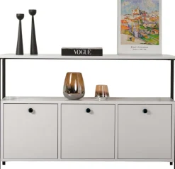 Emob Konsole Solace - 100% MELAMINE - Weiß - 77 x 30 x 120 cm