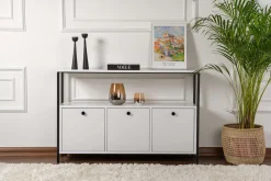 Emob Konsole Solace - 100% MELAMINE - Weiß - 77 x 30 x 120 cm