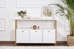 Emob Konsole Solace - 100% MELAMINE - Weiß - 77 x 30 x 120 cm