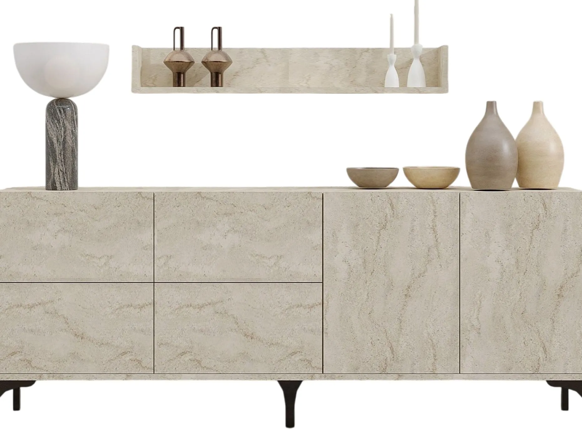 Konsole Stella - 100% MELAMINE - Travertin - 180 x 55 x 40 cm