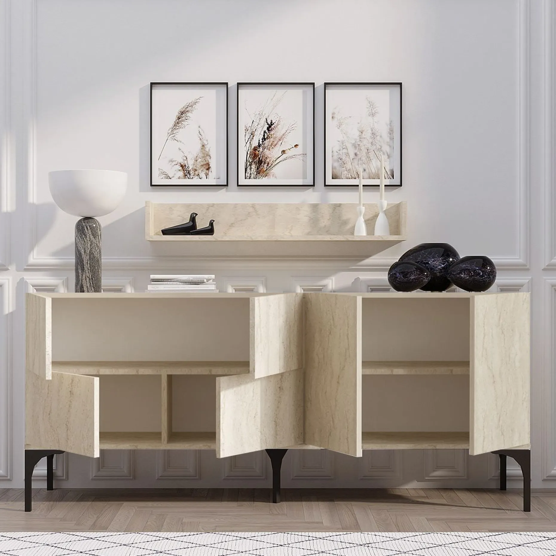 Konsole Stella - 100% MELAMINE - Travertin - 180 x 55 x 40 cm