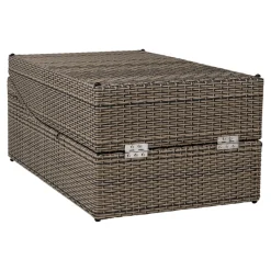 House Nordic Kubu Split Sun Lounger Set - Schwarzes Poly Rattan, Stahlrahmen
