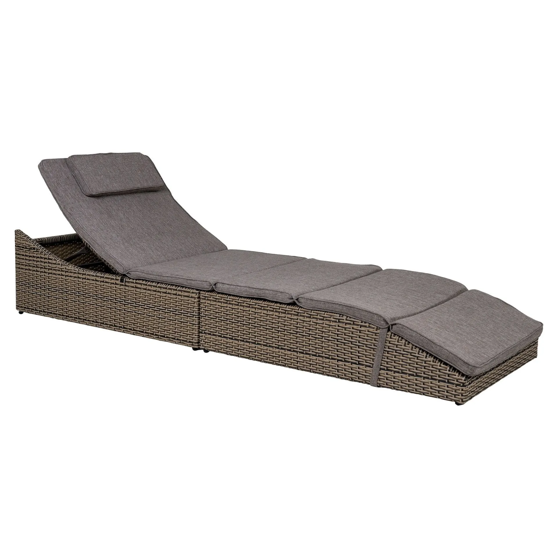 House Nordic Kubu Split Sun Lounger Set - Schwarzes Poly Rattan, Stahlrahmen