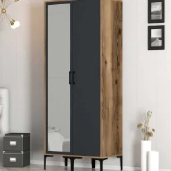 Kumsal Kleiderschrank | 100% MELAMIN | Walnuss, Anthrazit