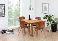 Emob Kunstlederstuhl Tilda mit schrägen Beinen - cognac/Eiche