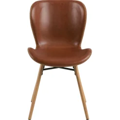 Emob Kunstlederstuhl Tilda mit schrägen Beinen - cognac/Eiche