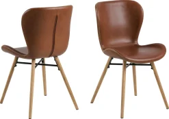 Emob Kunstlederstuhl Tilda mit schrägen Beinen - cognac/Eiche