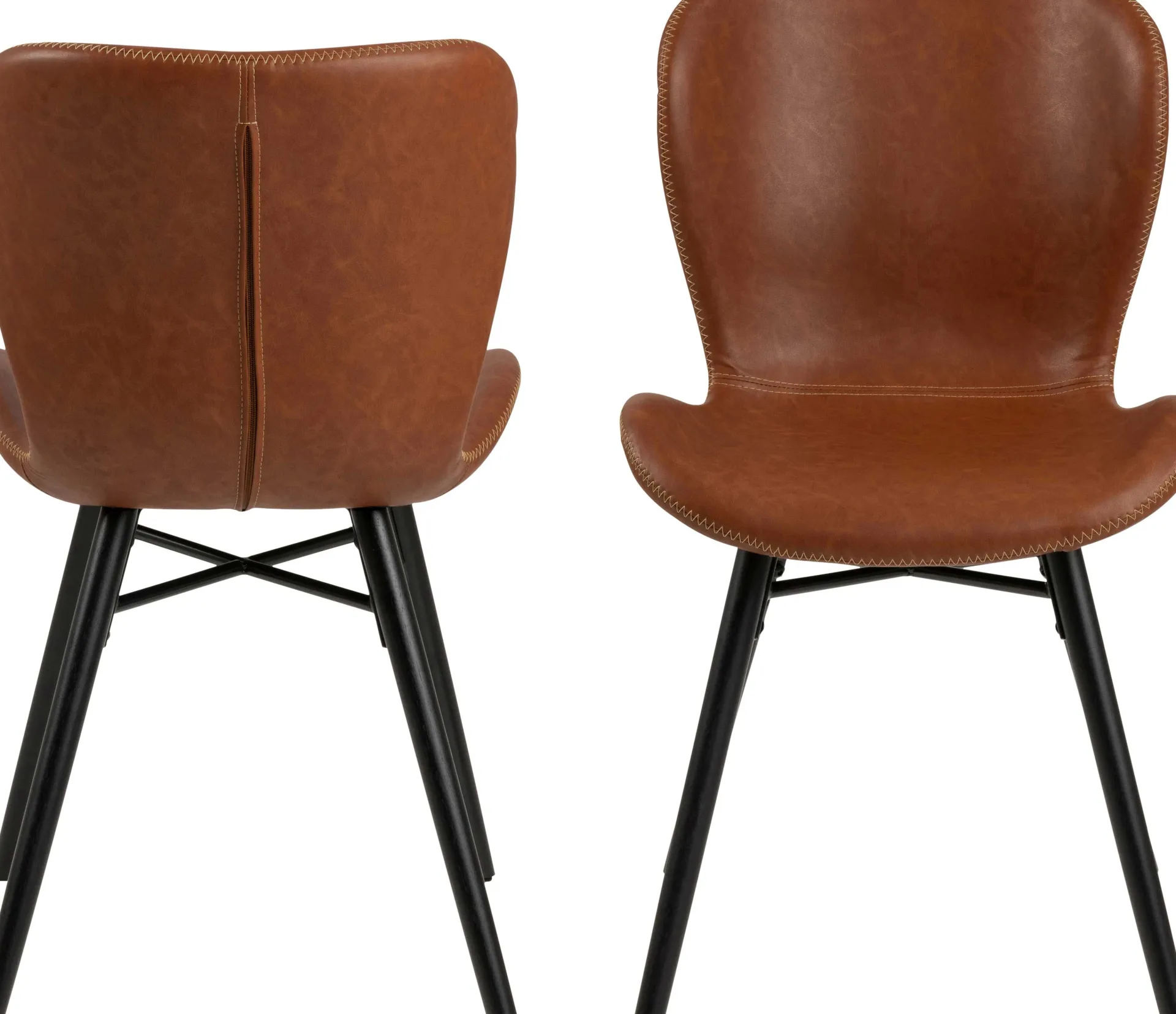 Emob Kunstlederstuhl Tilda mit schrägen Beinen - cognac/schwarz
