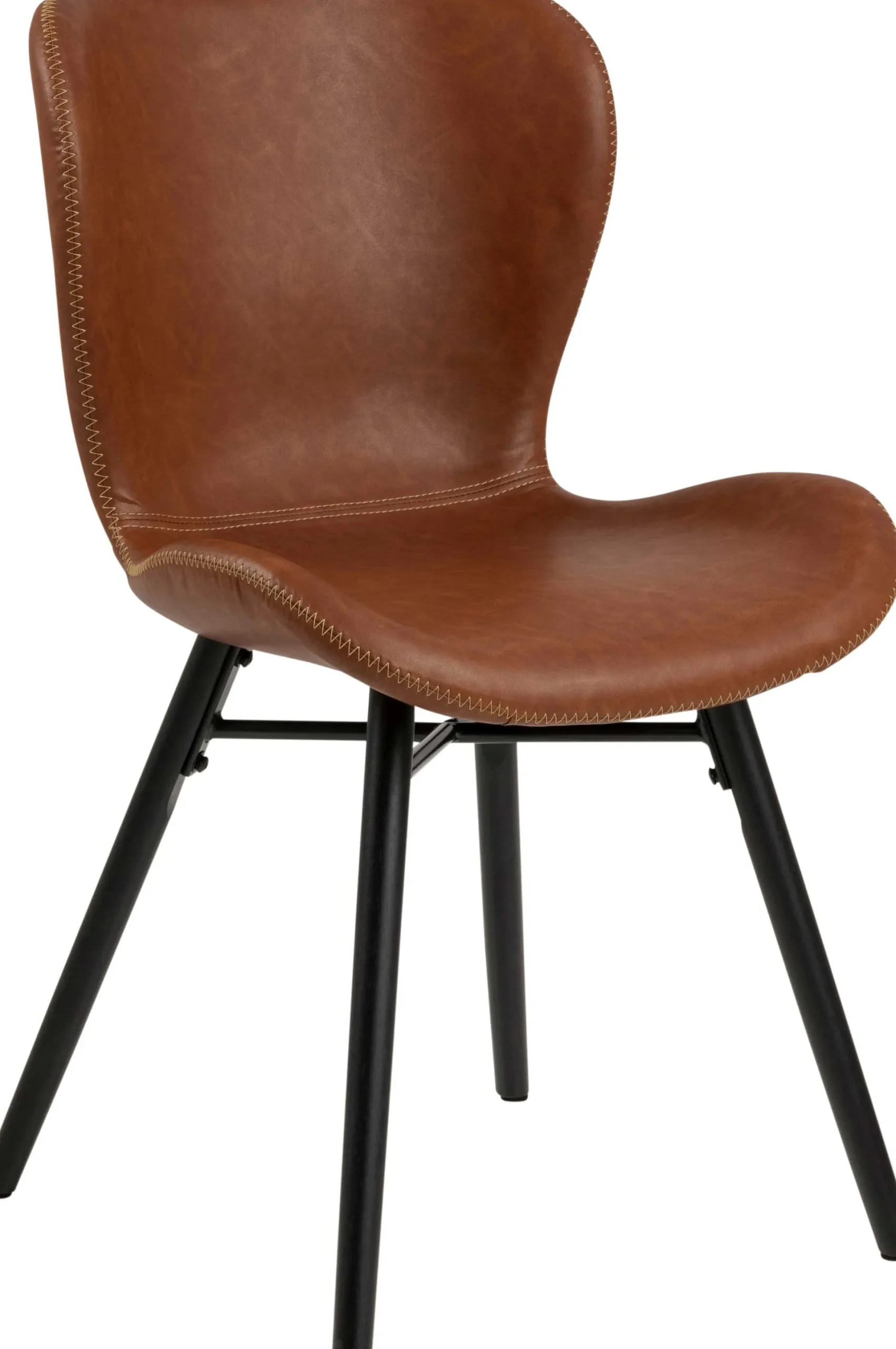 Emob Kunstlederstuhl Tilda mit schrägen Beinen - cognac/schwarz