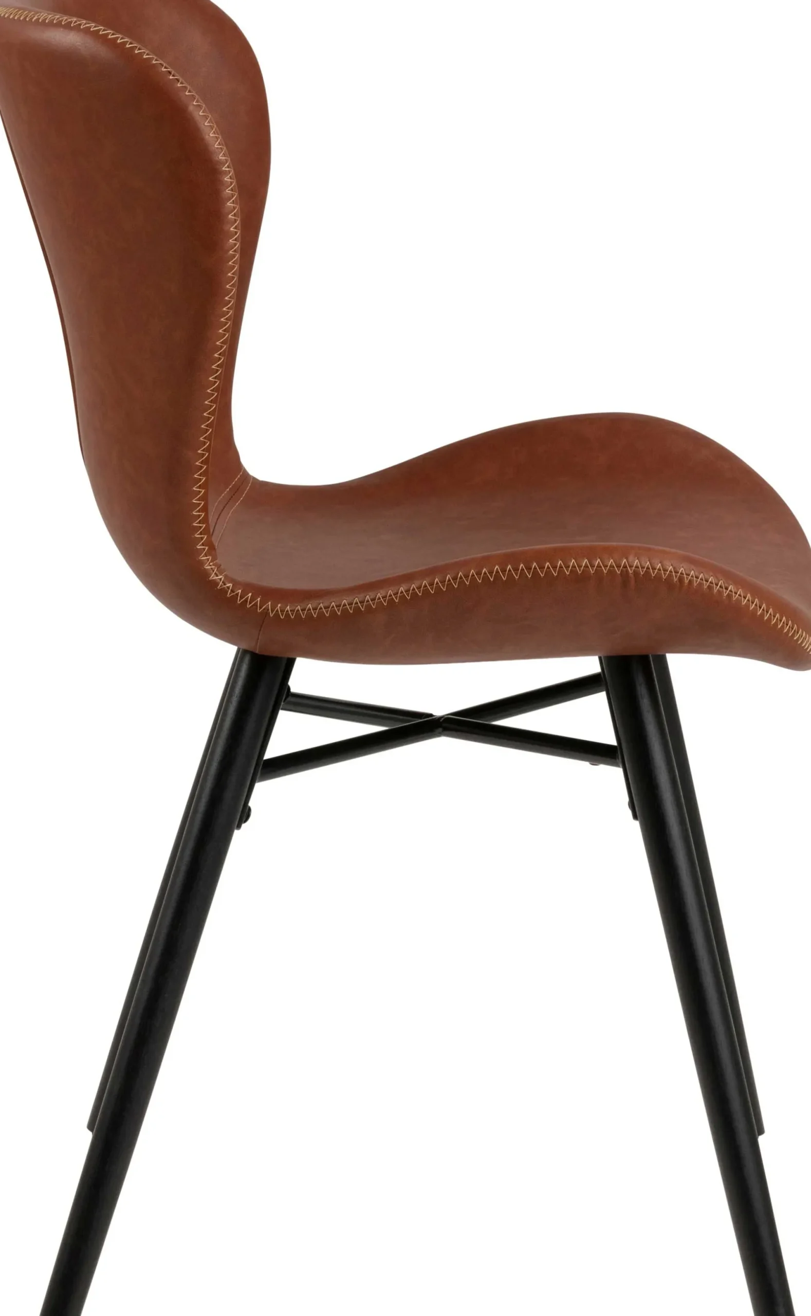 Emob Kunstlederstuhl Tilda mit schrägen Beinen - cognac/schwarz
