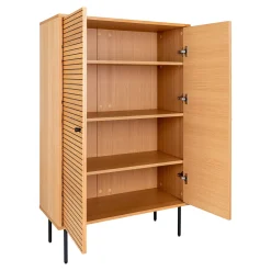 Kyoto Eichenholz Highboard mit schwarzen Metallbeinen