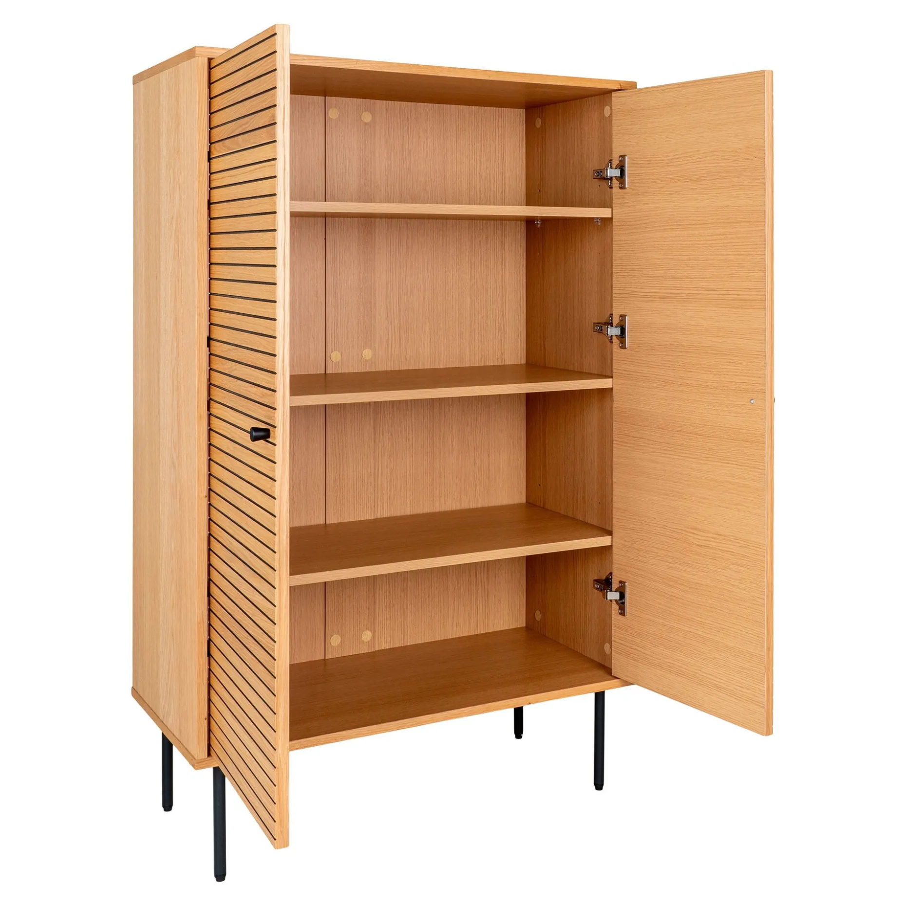 Kyoto Eichenholz Highboard mit schwarzen Metallbeinen
