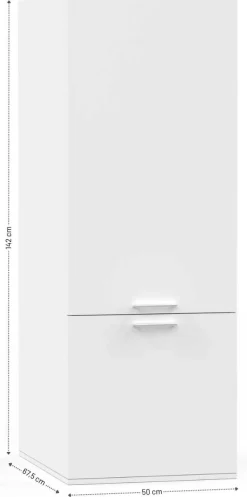 Lagerschrank Linea - 50x67x142cm - 2 Türen - weiß