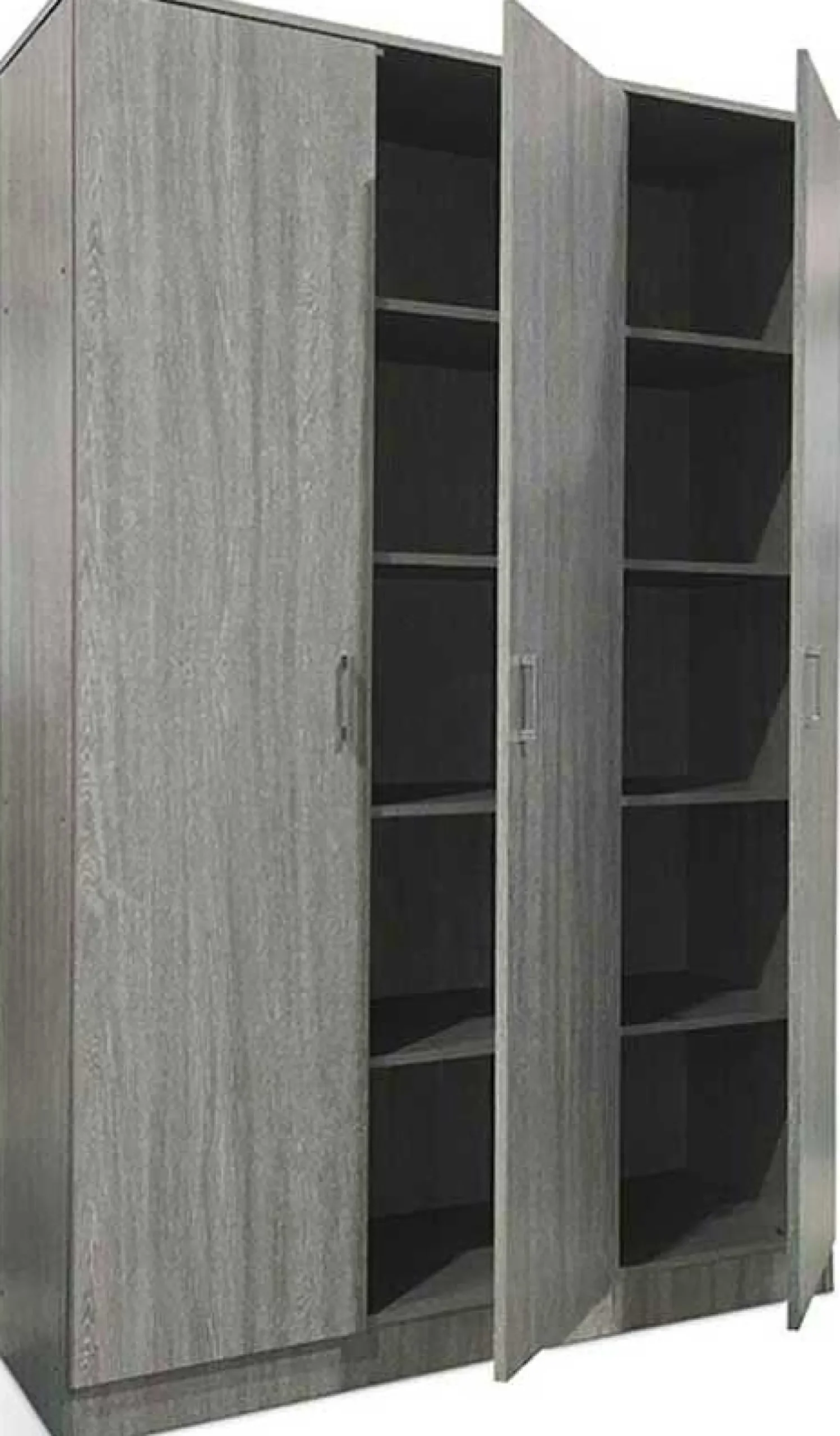 Lagerschrank Ray 120cm mit 3 Türen und 4 Einlegeböden - Eiche grau
