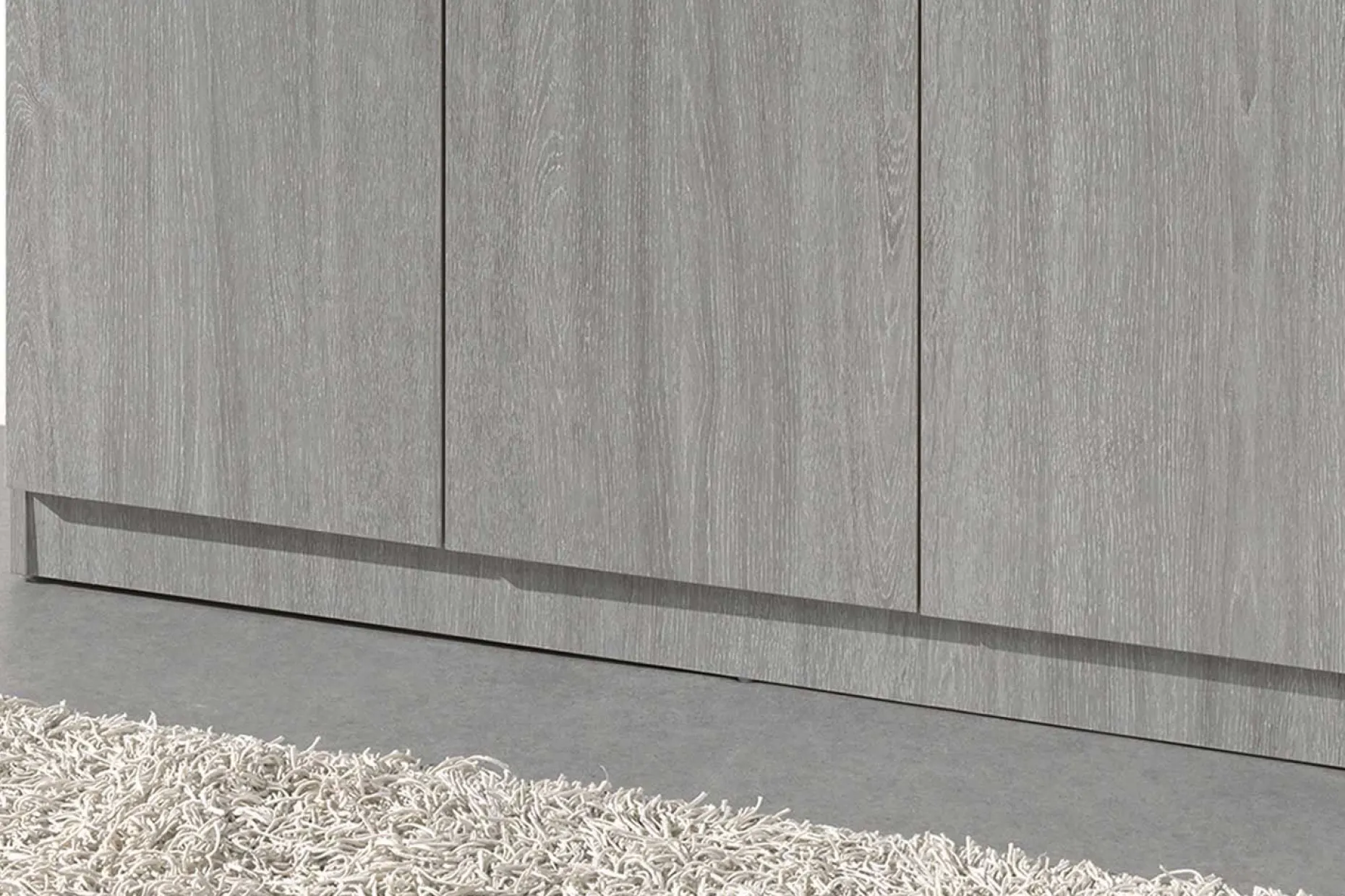 Lagerschrank Ray 120cm mit 3 Türen und 4 Einlegeböden - Eiche grau