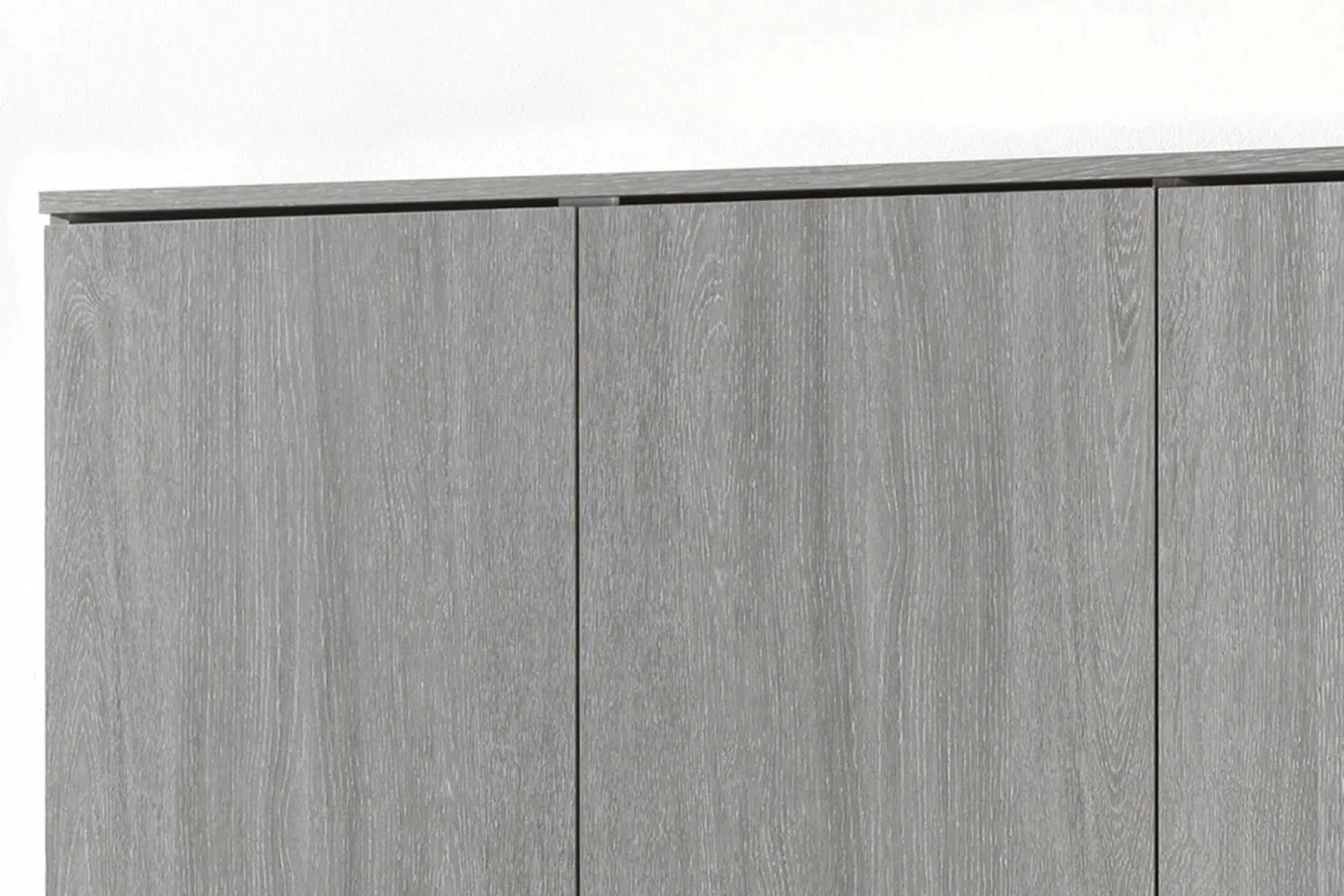 Lagerschrank Ray 120cm mit 3 Türen und 4 Einlegeböden - Eiche grau