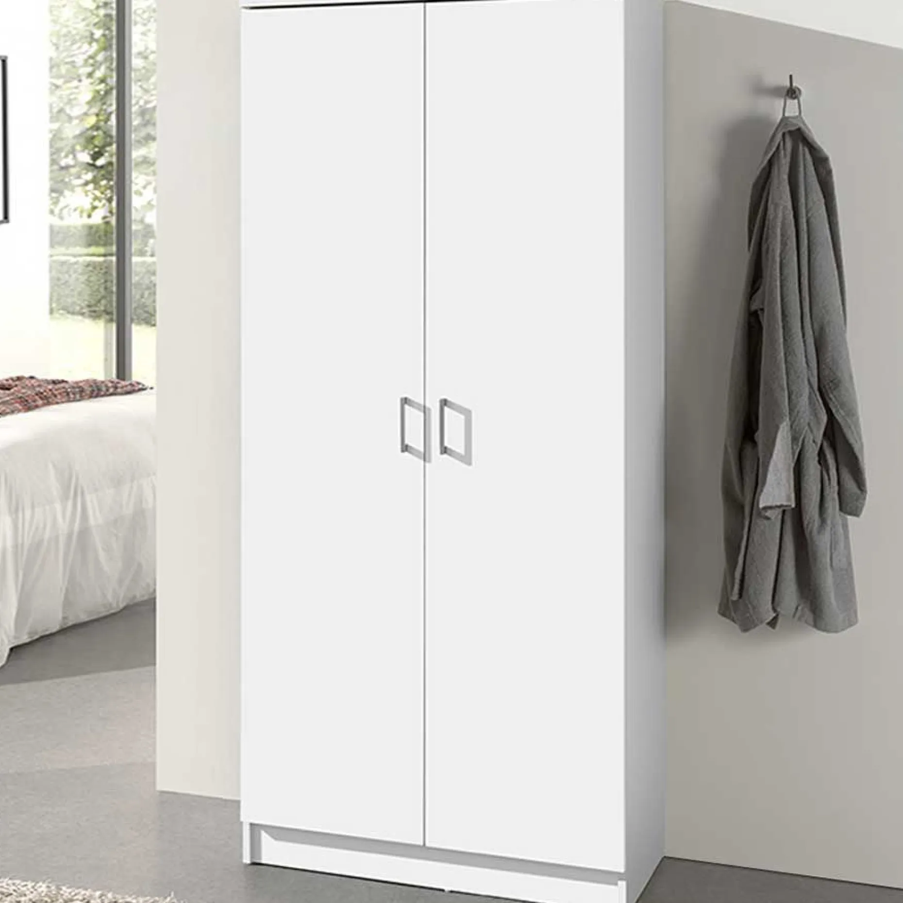 Lagerschrank Ray 80cm mit 2 Türen und 4 Einlegeböden - weiß