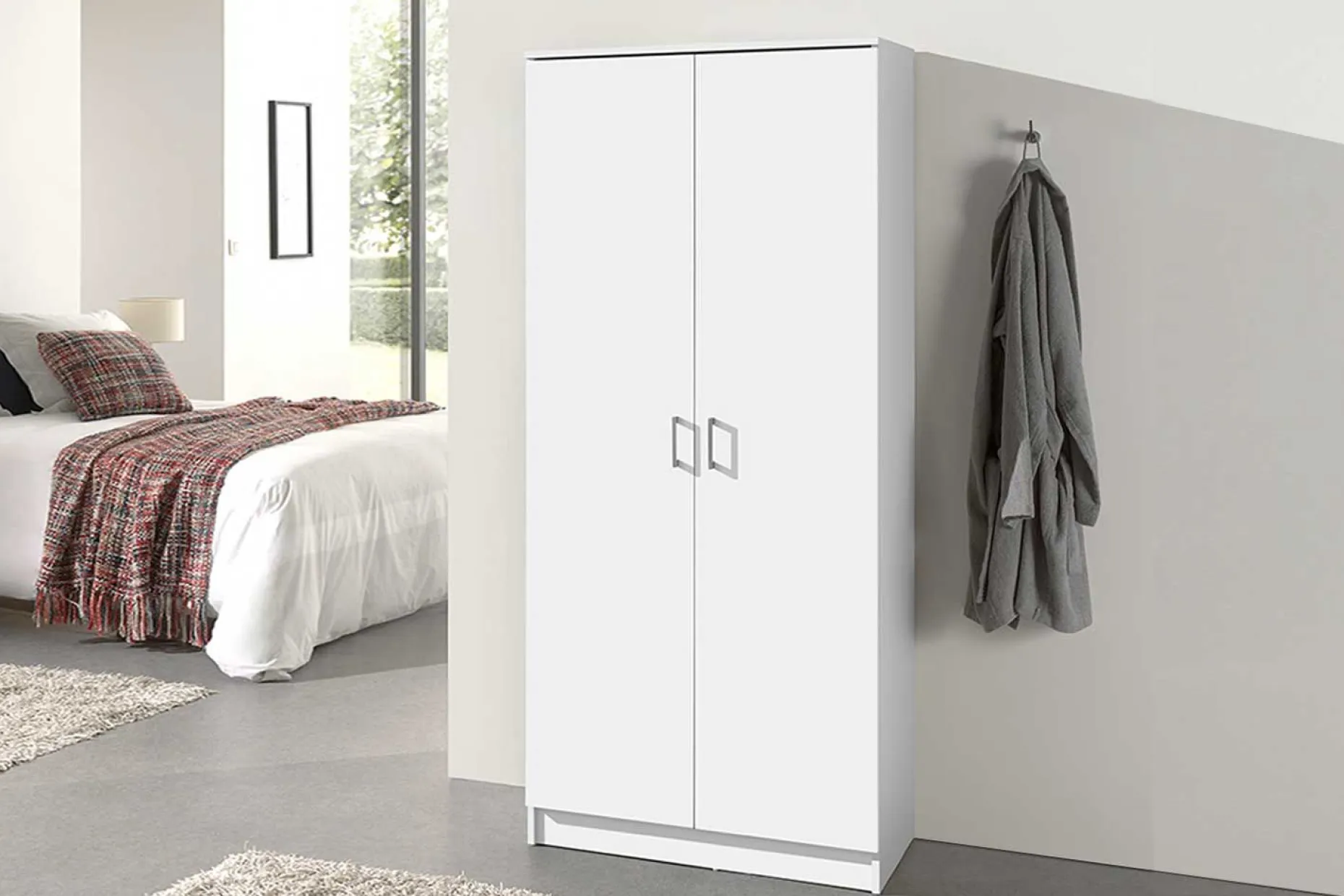 Lagerschrank Ray 80cm mit 2 Türen und 4 Einlegeböden - weiß