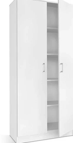 Lagerschrank Ray 80cm mit 2 Türen und 4 Einlegeböden - weiß