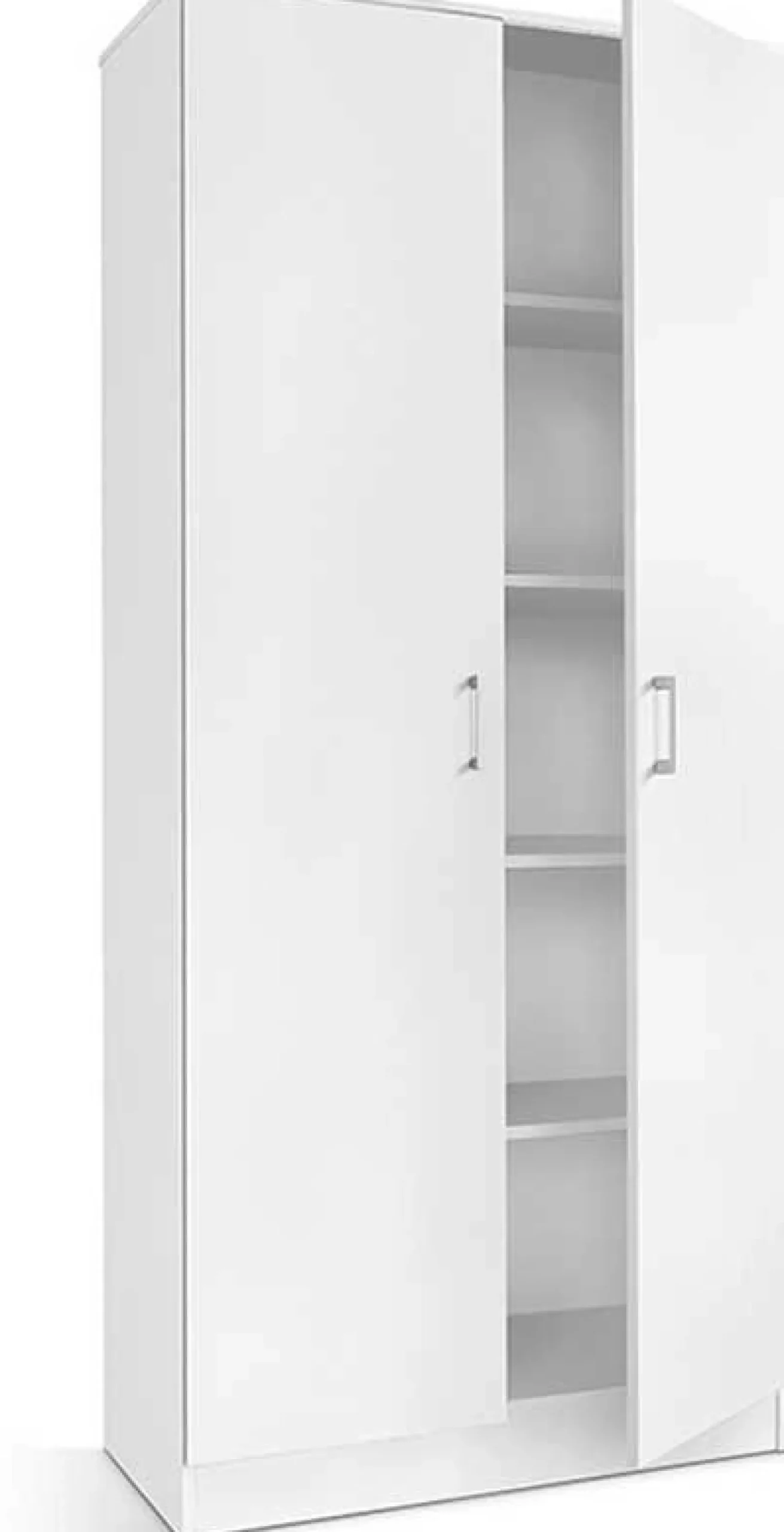Lagerschrank Ray 80cm mit 2 Türen und 4 Einlegeböden - weiß