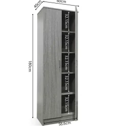 Lagerschrank Ray 60cm mit 2 Türen und 4 Einlegeböden - Eiche grau