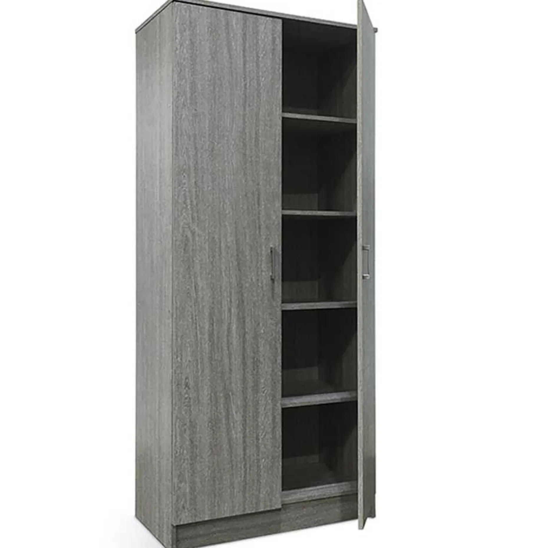 Lagerschrank Ray 80cm mit 2 Türen und 4 Einlegeböden - Eiche grau