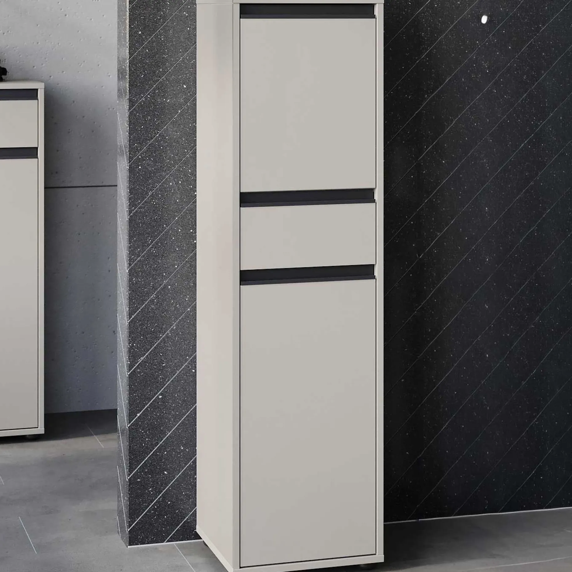 Lamon Badezimmerschrank - 2 Türen und 1 Schublade - grau