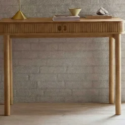 Emob Langley Schreibtisch - 100x50x75 cm - mit Ablagefläche - Eichenfurnier