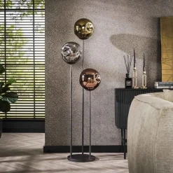 Emob LarsStehleuchte -Gold, Kupfer und Chromglas