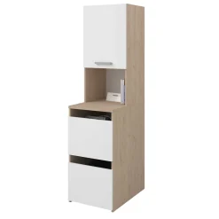 Laundry Aufbewahrungsschrank - 47x66x184cm - 3 Türen - Eiche Dekor/Weiß