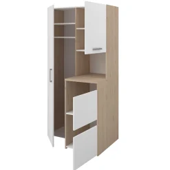 Laundry Aufbewahrungsschrank - 92x66x184cm - 4 Türen - Eiche Dekor/Weiß