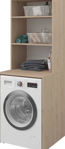 Laundry Waschmaschinenschrank - 65x60x184cm - mit 2 Einlegeböden - Eiche Dekor