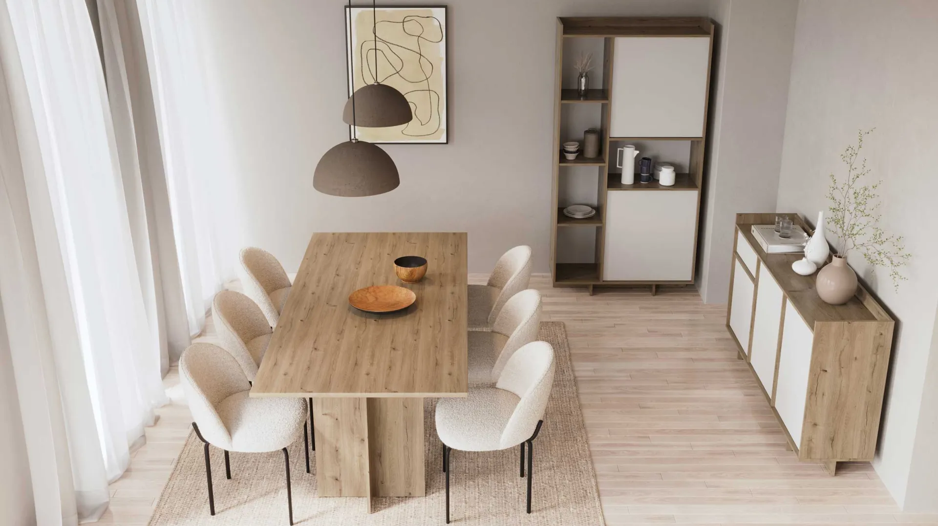 CBA Leda Ausziehbarer Esstisch - 160/200x90x74cm - Eiche Dekor