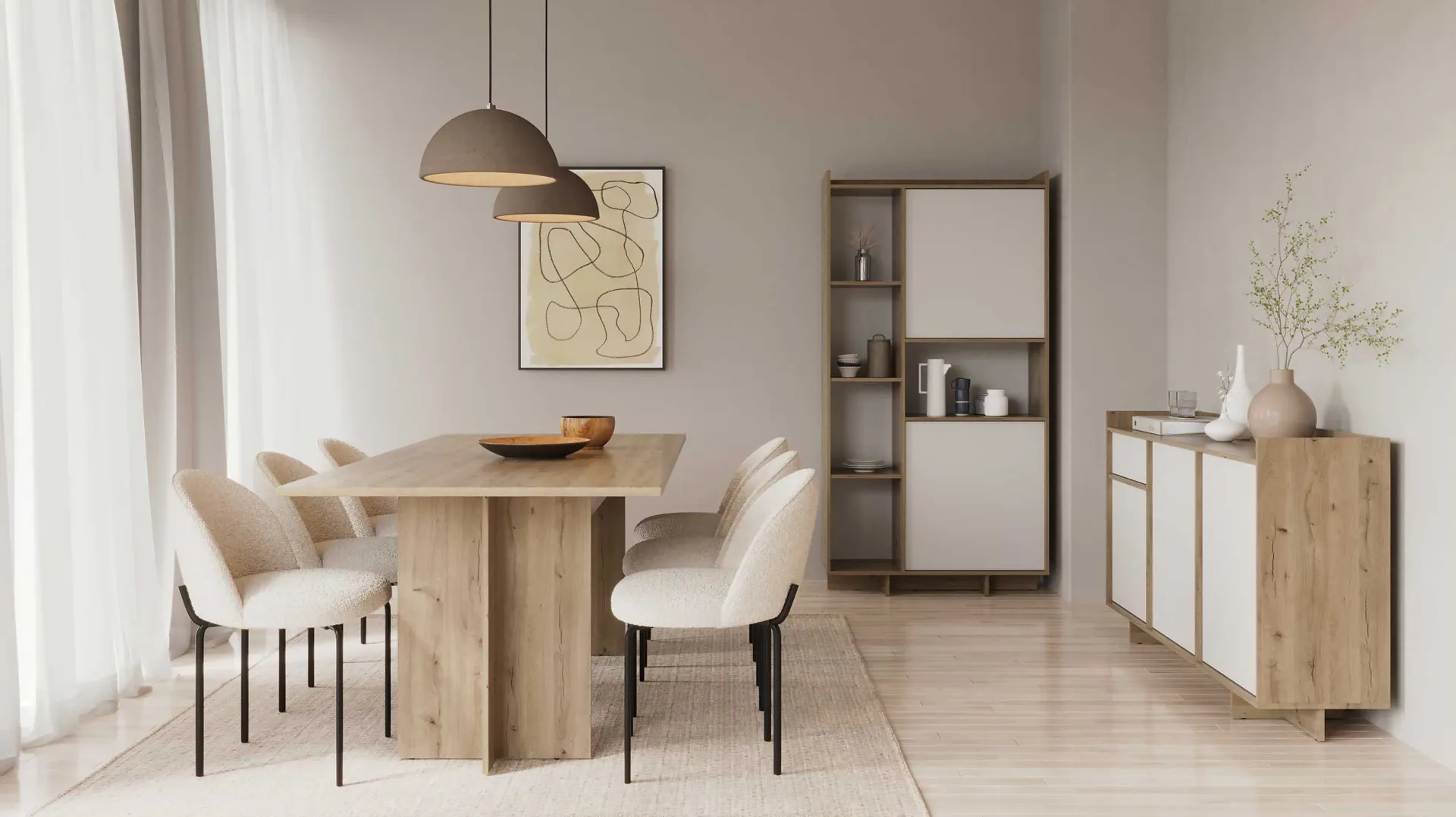 CBA Leda Ausziehbarer Esstisch - 160/200x90x74cm - Eiche Dekor