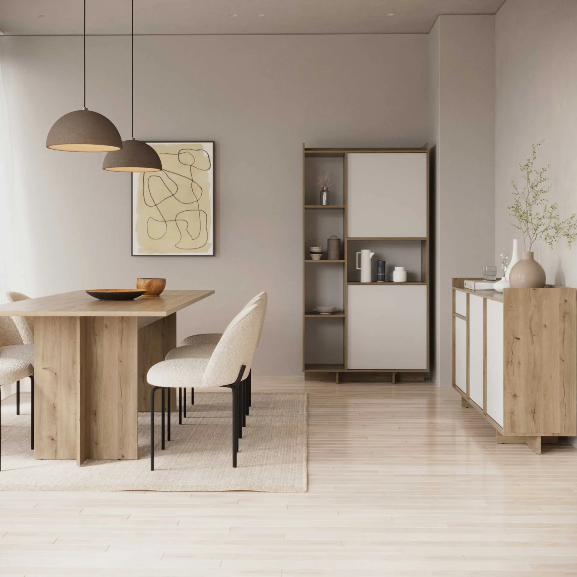 CBA Leda Ausziehbarer Esstisch - 160/200x90x74cm - Eiche Dekor