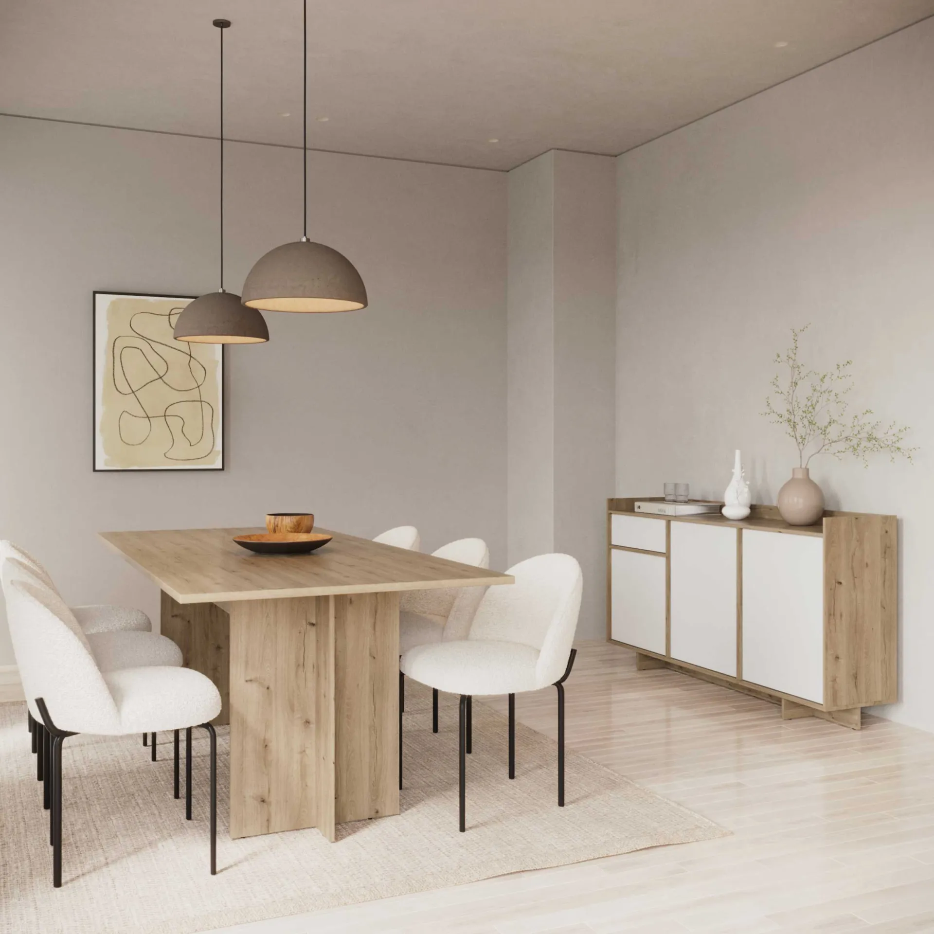 CBA Leda Ausziehbarer Esstisch - 160/200x90x74cm - Eiche Dekor