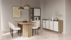 Leda Buffetschrank - 95x36x182cm - 2 Türen - weiß/Eiche Dekor