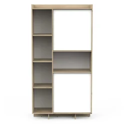 Leda Buffetschrank - 95x36x182cm - 2 Türen - weiß/Eiche Dekor