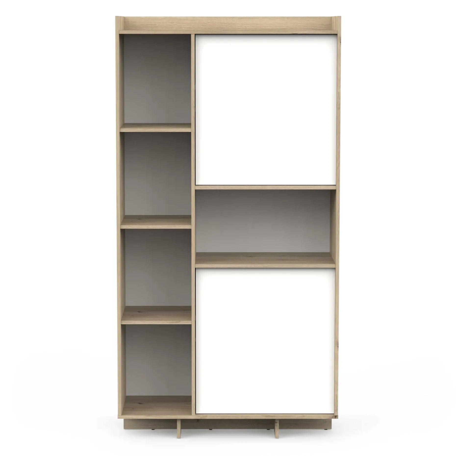 Leda Buffetschrank - 95x36x182cm - 2 Türen - weiß/Eiche Dekor
